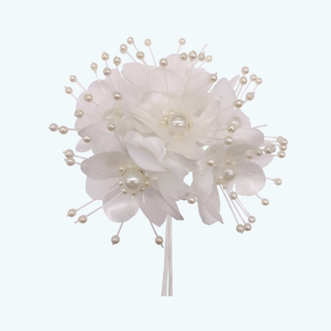 3"  Silk Flower with Pearl 6X12 | Ivory